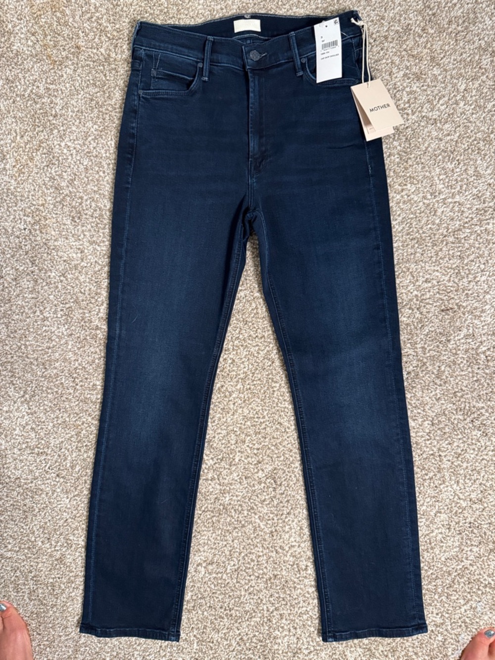 MOTHER Navy High-Rise Skinny Jeans
